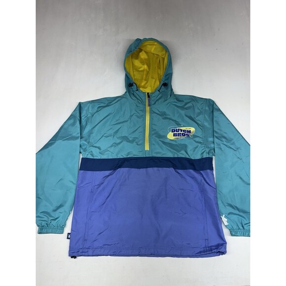 Dutch Bros Coffee Jacket Men’s Size XS 1/4 Zip Blue Windbreaker - Picture 2 of 7